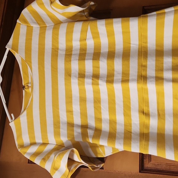 Old Navy short sleeve yellow and white stripe midi dress size medium - Picture 6 of 7
